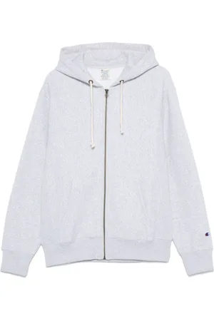 Champion Zip-throughs, male, , Size: L Grey Hooded Zip-Up Sweater