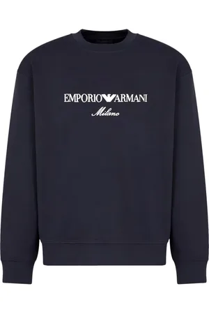 Emporio Armani Sweatshirts, male, , Size: S Logo Embroidered Sweaters Regular Fit