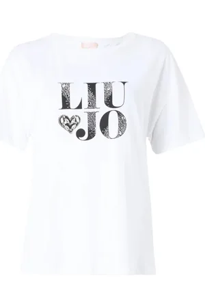 Liu Jo T-Shirts, female, , Size: S Cotton T-Shirt with Rhinestone Lettering