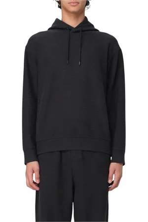 Emporio Armani Hoodies, male, , Size: 3XL Blue Textured Hoodie Stylish Comfort
