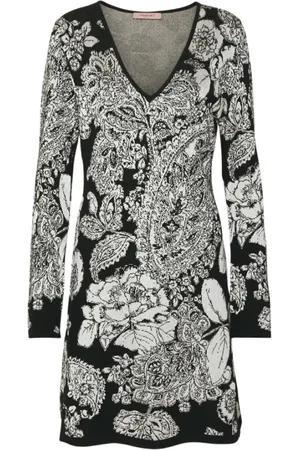 Twin-Set Short Dresses, female, , Size: XS Floral Short Dress with Long Sleeves