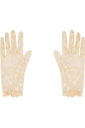 VALENTINO GARAVANI Gloves, female, , Size: 7 IN Lace Gloves with Ruffled Side