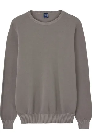 FEDELI Round-neck Knitwear, male, , Size: XL Beige Washed Jersey Sweater