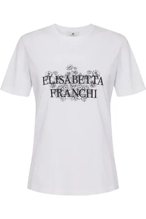 Elisabetta Franchi T-Shirts, female, , Size: M Cotton Jersey T-Shirt with Front Print