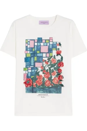 Max Mara T-Shirts, female, , Size: S Bobby Cotton T-Shirt Embroidered Logo