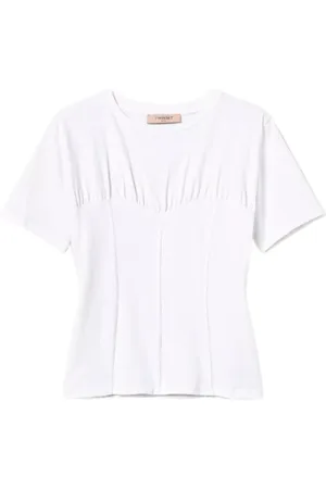 Twin-Set T-Shirts, female, , Size: L Cotton T-Shirt with Bustier Effect