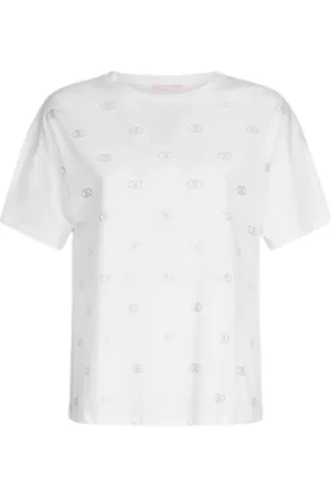 Liu Jo T-Shirts, female, , Size: M Cotton T-Shirt with Rhinestones