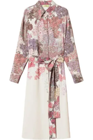 Twin-Set Shirt Dresses, female, , Size: S Summer Floral Dress with Satin Belt