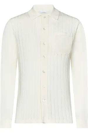 Malo Cardigans, male, , Size: XL White Knit Shirt Sweatshirt
