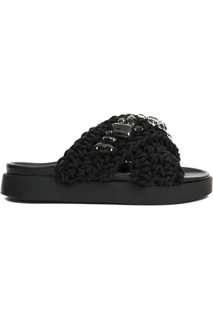 INUIKII Sliders, female, , Size: 7 US Wedge Sandals with Rhinestones