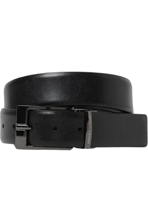 Armani Exchange Belts, male, , Size: ONE SIZE Leather Belt Gunmetal Buckle