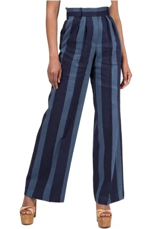Tommy Hilfiger Wide Trousers, female, , Size: M Striped Linen Blend Zip Trousers