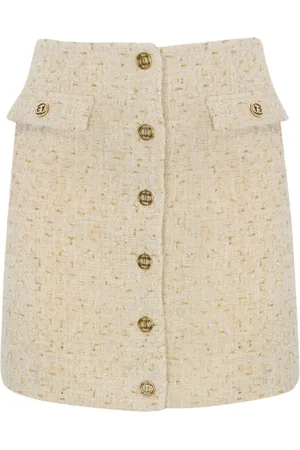 Twin-Set Short Skirts, female, , Size: M Short Tweed Skirt Ivory
