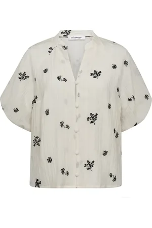Co`Couture Blouses, female, , Size: S V-Neck Blouse with Puff Sleeves
