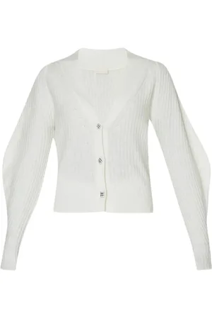 Liu Jo Cardigans, female, , Size: XS Ribbed Cardigan with Jewel Buttons