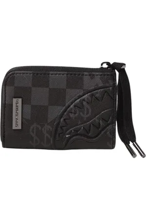 Sprayground Wallets & Cardholders, male, , Size: ONE SIZE Checkered Shark Zip Wallet Embossed