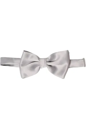 TAGLIATORE Bowties, male, , Size: ONE SIZE Grey Solid Silk Bow Tie