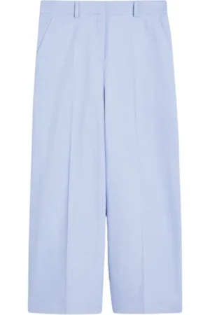Max Mara Cropped Trousers, female, , Size: L Zircone Cotton and Linen Ankle Pants