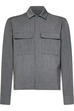 LOW BRAND Light Jackets, male, , Size: M Grey Wool Blend Shirt Jacket
