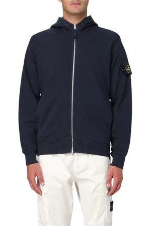 Stone Island Zip-throughs, male, , Size: M Grey ZipUp Hoodie Activewear