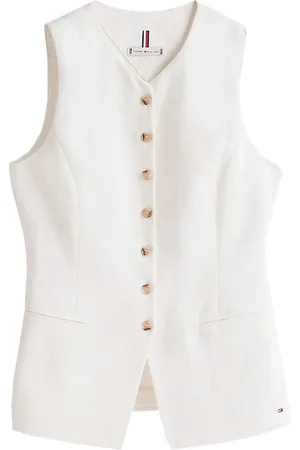 Tommy Hilfiger Vests, female, , Size: XS Slim Waistcoat Top in Linen Mix
