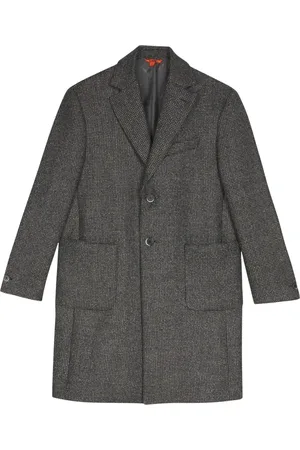 BARENA Single-Breasted Coats, male, , Size: M Micro-Pattern Coat with Patch Pockets
