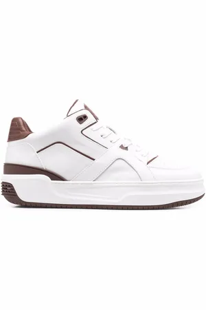 JUST DON Sneakers, male, , Size: 10 US Bordeaux Leather Sneakers with Contrast Trim