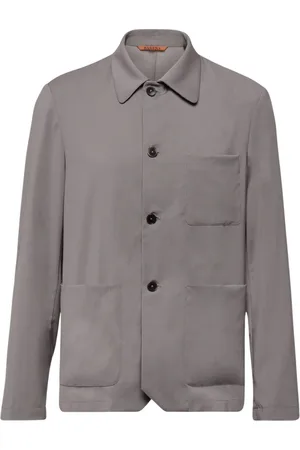 BARENA Light Jackets, male, , Size: L Button-up Overshirt in Wool Fabric