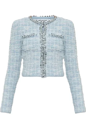 Self-Portrait Tweed Jackets, female, , Size: L Tweed blazer with shimmering appliqués