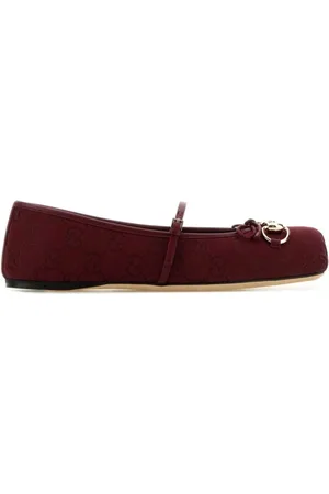 Gucci Ballerinas, female, , Size: 6 US Bordeaux Flat Shoes with Bow Detail