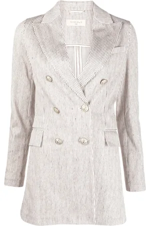 Circolo Blazers, female, , Size: M Striped Double-Breasted Jacket