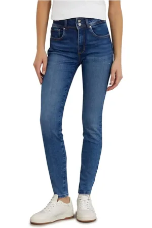 Guess Skinny Jeans, female, , Size: W25 L29 Logo Detail Solid Jeans for Women