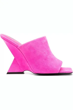 The Attico Heeled Mules, female, , Size: 6 US Fuchsia Square-Toe Mules
