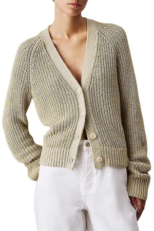 Calvin Klein Cardigans, female, , Size: XS Textured Sweater Cardigan