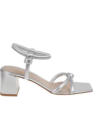 Gianvito Rossi High Heel Sandals, female, , Size: 6 US Metallic Leather Sandals with Knot Detail