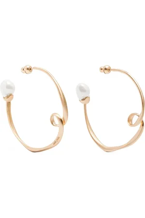 Cult Gaia Earrings, female, , Size: ONE SIZE Gold-tone Engraved Logo Earrings Pair