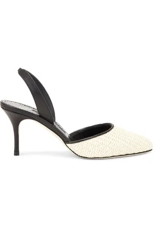 Manolo Blahnik Pumps, female, , Size: 10 US Black Pumps with Leather Details
