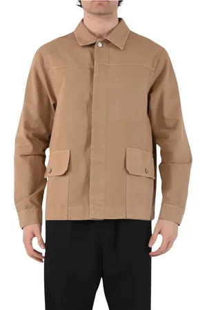 Mauro Grifoni Light Jackets, male, , Size: XL Canvas Jacket with Covered Buttons and Patch Pockets
