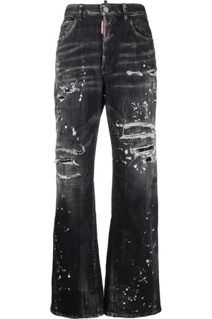Dsquared2 Boot-cut Jeans, female, , Size: XS Distressed Bootcut Paint Splatter Jeans