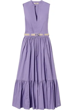 Twin-Set Midi Dresses, female, , Size: S Lavender V-Neck Dress