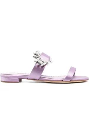 Manolo Blahnik Sliders, female, , Size: 6 US Lilac Crystal Embellished Sneakers