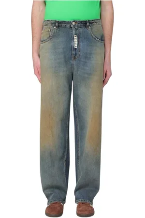 Msgm Straight Jeans, male, , Size: L Sand-Colored Relaxed Fit Jeans