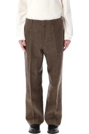 OUR LEGACY Straight Trousers, male, , Size: L Wide-Legged Tobacco Linen-Cotton Chinos