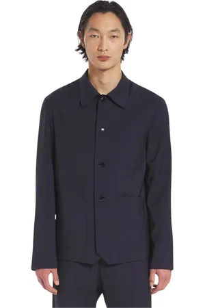 BARENA Light Jackets, male, , Size: M Fresco Lana Overshirt with Shirt Collar