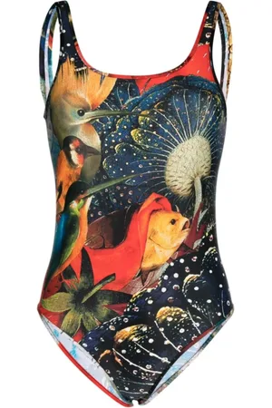 Alexander McQueen One-piece, female, , Size: XS Graphic Print Jersey Bodysuit Multicolour