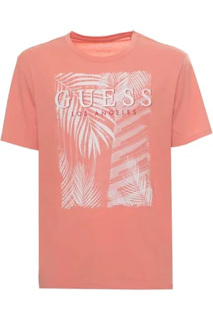 Guess T-Shirts, male, , Size: S Patterned Cotton T-Shirt with Logo