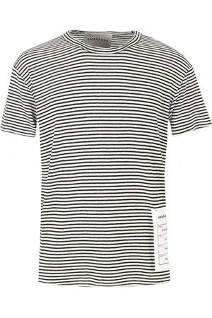 AMARANTO AMARÁNTO, T-Shirts, male, , Size: S Striped Cotton Linen Crewneck T-shirt