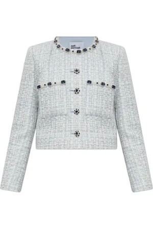 Self-Portrait Tweed Jackets, female, , Size: S Tweed blazer with shimmering appliqués