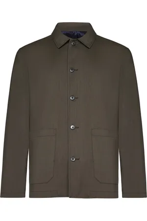 LOW BRAND Light Jackets, male, , Size: 2XL Green Military Wool Shirt Jacket