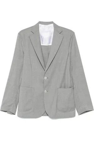 BARBA Blazers, male, , Size: XL Grey Buttoned Jacket with Pockets